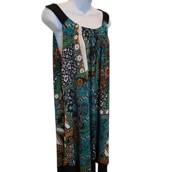 EnFocus Studio Women Long Colorful Dress Blue & Green Size 18W - Picture 5 of 12